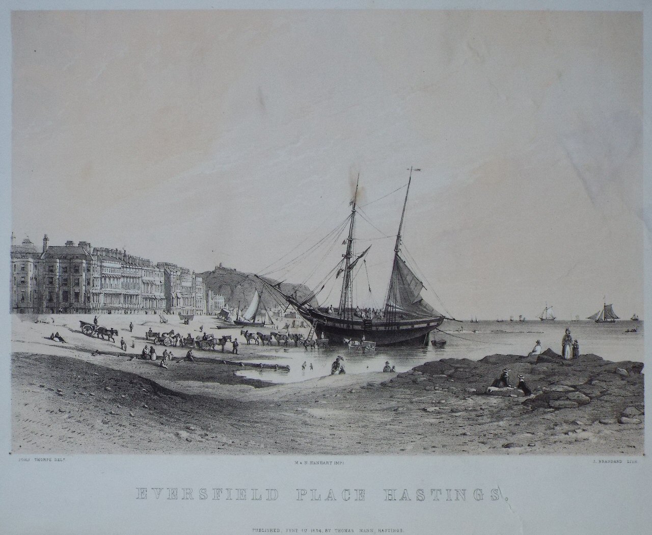 Lithograph - Eversfield Place, Hastings. - Brandard